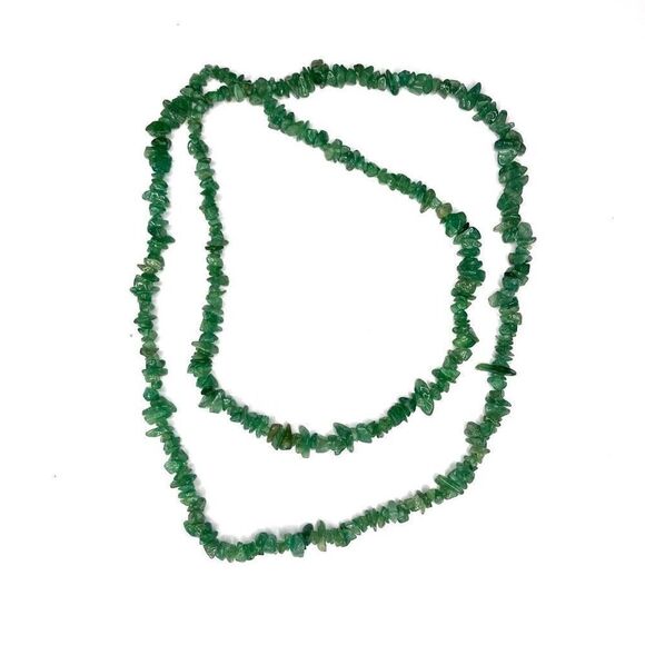 Green Aventurine Chip Stone Necklace | 17” Boho Gemstone Jewelry - Picture 3 of 5